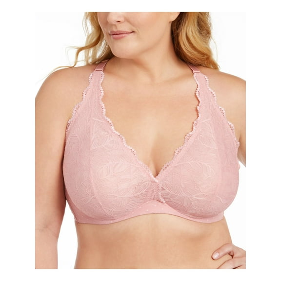 INC Intimates Pink Lace Solid Hook & Eye Everyday Bralette Size: XL