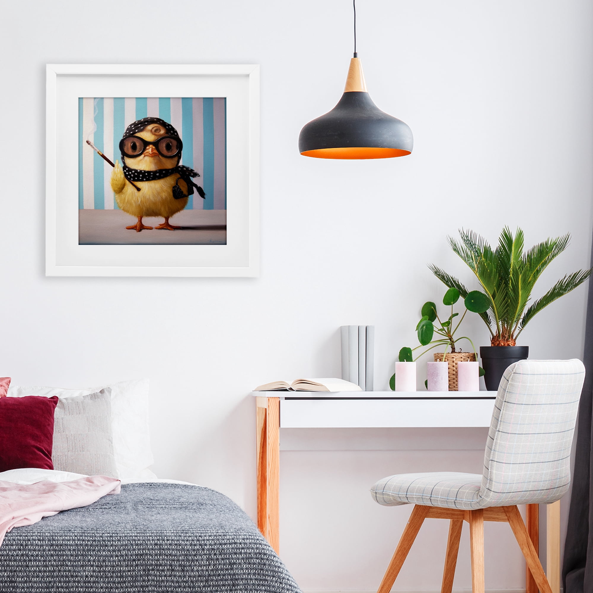 Stupell Industries Audrey Henburn Famous Chick White Framed Print Under Glass, design by Lucia Heffernan