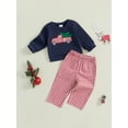 thumbnail image 5 of Elippeo Toddler Boys Christmas Outfits Santa/Truck Embroidery Long Sleeve Sweatshirts and Plaid Long Pants 2Pcs Clothes Set 6 12 18 24 Months 3 4 Years, 5 of 9