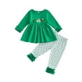 thumbnail image 2 of Loicainy Toddler Baby Girl Irish Outfits 6 12 18 24 Months 2T 3T 4T Shamrock Rainbow Embroidery Long Sleeve Round Neck Dress Tops + Dot Pants 2 Pcs Clothes Set, 2 of 9