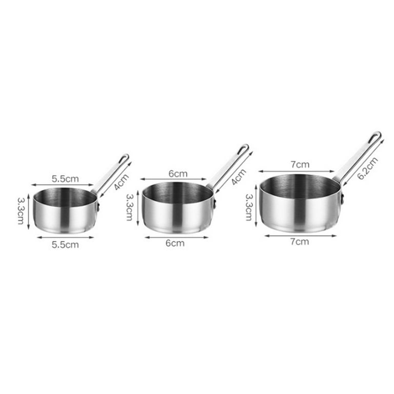 Leke 2pcs Pot Gravy Stainless Steel Milk Pot Mini Sauce Pan Non Stick Small Saucepan,Silver, Size: Silver(60ML)