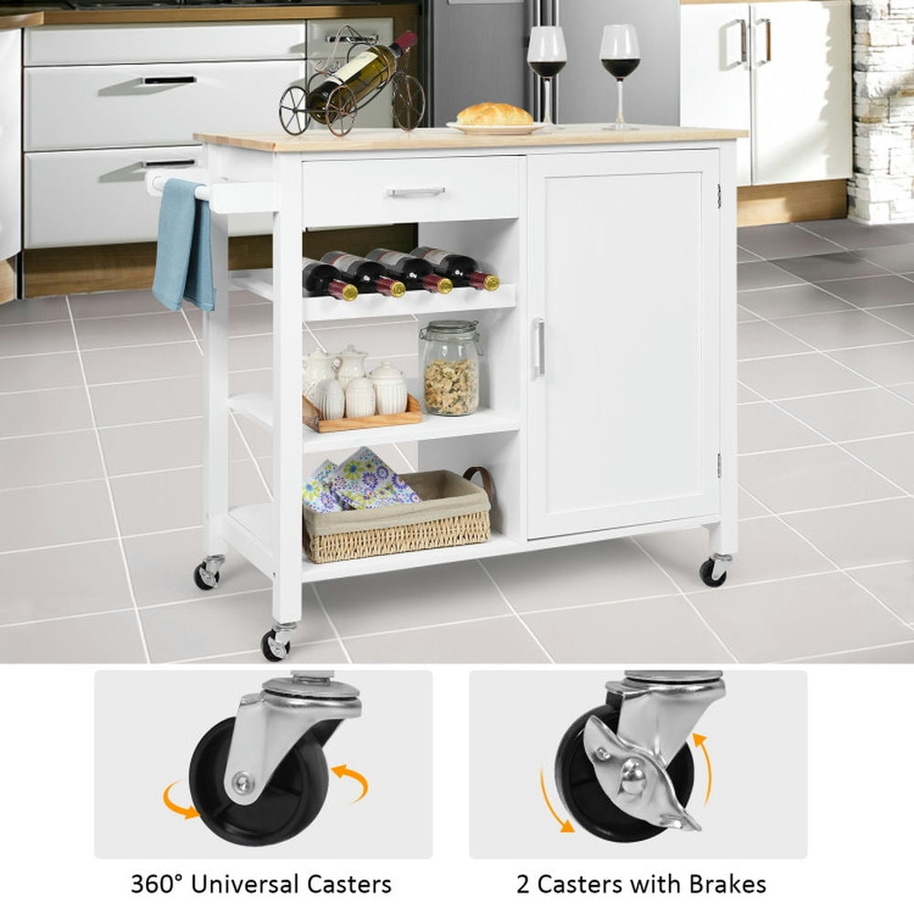 Finihen Rolling Cart, Kitchen Island Cart, Kitchen Island Cart Rolling Serving Cart Wood Trolley, for Kitchen, Dining Room, White Finihen Rolling Cart, Kitchen Island Cart, Kitchen Island Cart Rolling Serving Cart Wood Trolley, for Kitchen, Dining Room, White