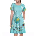 thumbnail image 1 of Bixox Robe d'Été à Manches Courtes pour Femmes Robe Ample Longueur Genou avec Poches-Voyage en Avion, 1 of 7
