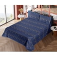 thumbnail image 4 of Ambesonne Art Deco Fitted & Flat Sheet with Shams 4 Pcs Set, Navy Simple Vintage Motif, King, Navy Blue and Sand Brown, 4 of 5