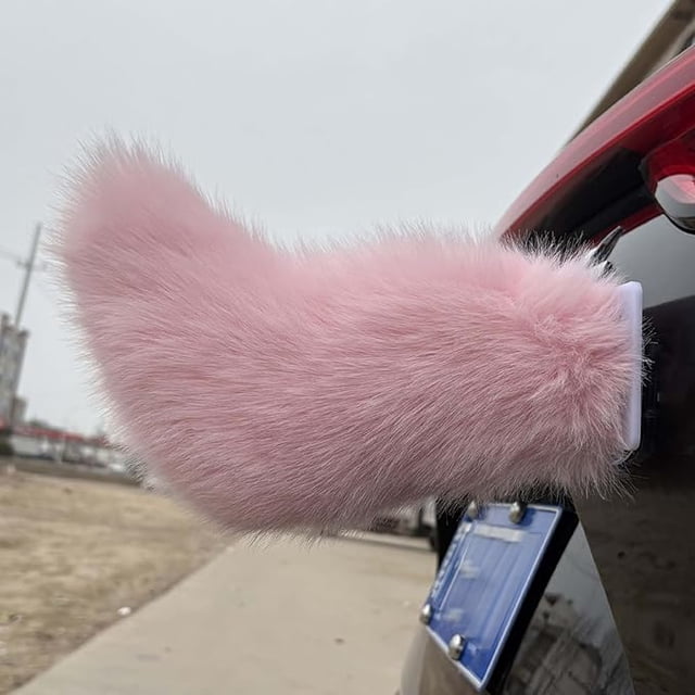 Remote Control Electric Car Tail, Cute Fuzzy Wagging Moving Tail for Car Exterior Decoration, Handmade Rechargeable Auto Trunk Charm, Cosplay Accessory