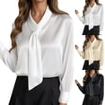 thumbnail image 6 of Shirts for Women Elegant Solid Colorer Blouse with Flowing Tie Detail Long Sleeves Outfits, 6 of 8