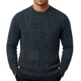 thumbnail image 5 of Miqool Men's Cable Knit Fitted Sweaters Casual Trendy Crew Neck Long Sleeve Fall Winter Chunky Pullover Sweater, 5 of 5