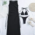 thumbnail image 5 of Brilliant Ladies Fashion Solid Color Lacing Split Bikini Sexy Women's Swimsuit Mesh Smock Suit Summer 2024(Black,S), 5 of 8