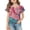 #A08-Watermelon Red, variant on Abcomgle Girls Shirts Crewneck Hawaiian Palm Tree Print Girls Shirts Double Layer Ruffle Short Sleeve Tshirt Summer Casual Cotton Toddler Tops Girls