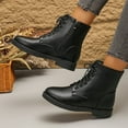 thumbnail image 5 of Wensltd Black Boots for Women Classic Low Chunky Heel Zipper Booties Fall Winter Shoes, 5 of 7