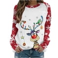thumbnail image 2 of Chandails en Molleton de Noël pour Femmes Grande Taille Mode Féminine T-shirt Imprimé Ample Manches Longues Blouse Col Rond Hauts Décontractés Chandail en Molleton Col Rond Chandail en Molleton Femmes en Liquidation, 2 of 4