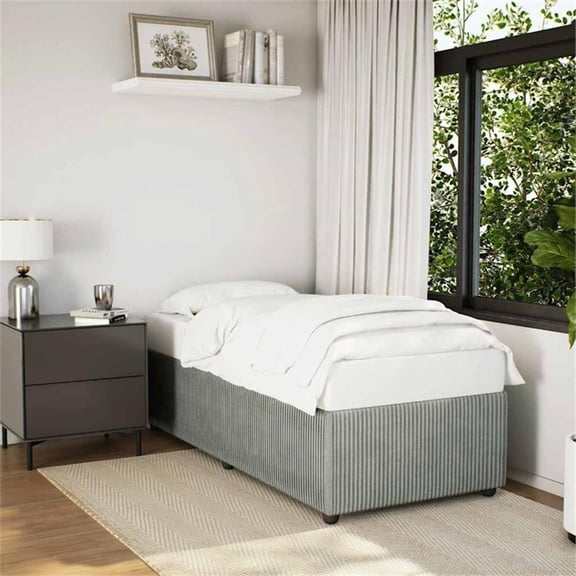 Bowery Hill Contemporary Twin Without Headboard Bed Frame in Light Gray