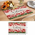 thumbnail image 6 of Welcome Pastoral Flowers Placemats Set of 12, Red Flower Bee Leaf Linen Texture Non-Slip Place Mats Washable Table Mats for Kitchen Dining Table Decorations Indoor/Outdoor, 6 of 9