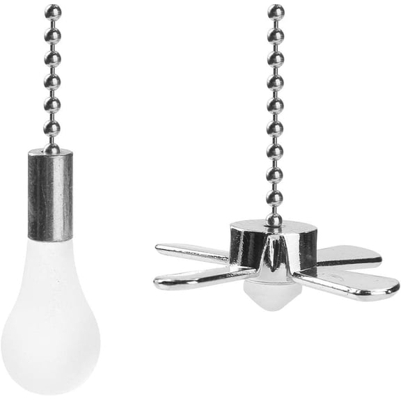2Pcs Pull Chain Crystal Glass Ice Cracked Ball Pull Chain for Ceiling Fan Light Decoration Extension Connector Silver Fan & Bulb