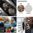 thumbnail image 5 of Jeiento Brown Cow Print Front Back Seat Cover Set of 13 Steering Wheel Cover Seat Belt Pad Armrest Cover Pad Coasters Keychain Lipstick Holder Universal Fit for Most Vehicles, 5 of 8