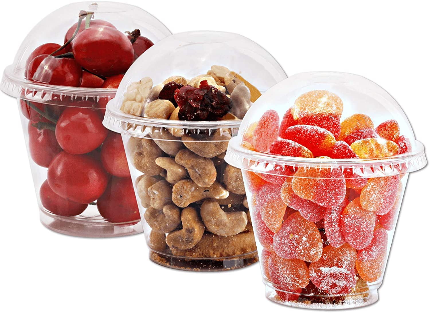 9 oz Clear Plastic Cups with Lids - 25 Sets Dessert Cups with Dome Lids