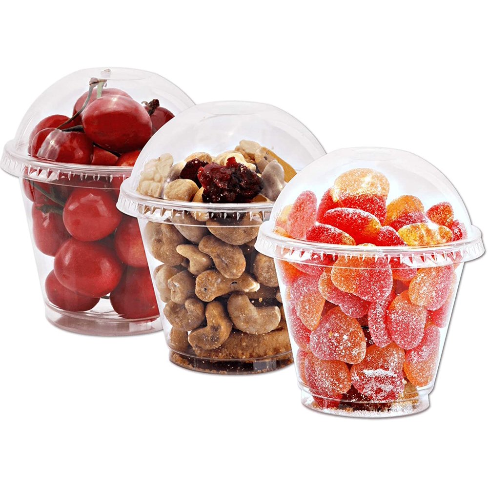9 oz Clear Plastic Cups with Lids 25 Sets Dessert Cups with Dome Lids