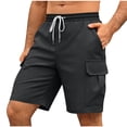 thumbnail image 2 of Cargo Shorts for Men Elastic Waistband Drawstring Cotton Like Big and Tall Short Mens Summer Casual Solid Loose Fits Lightwieght Comfy Short Pants, 2 of 9