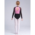thumbnail image 5 of YiZYiF Kids Girls Long Sleeve Metallic Shiny Ballet Dance Leotard Gymnastics Figure Skating Bodysuit Pink 10, 5 of 7
