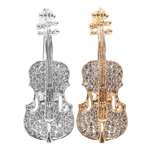IBASETOY 2Pcs Elegant Rhinestone Brooches Instrument Jewelry Alloy Assorted Color Accessories for Women