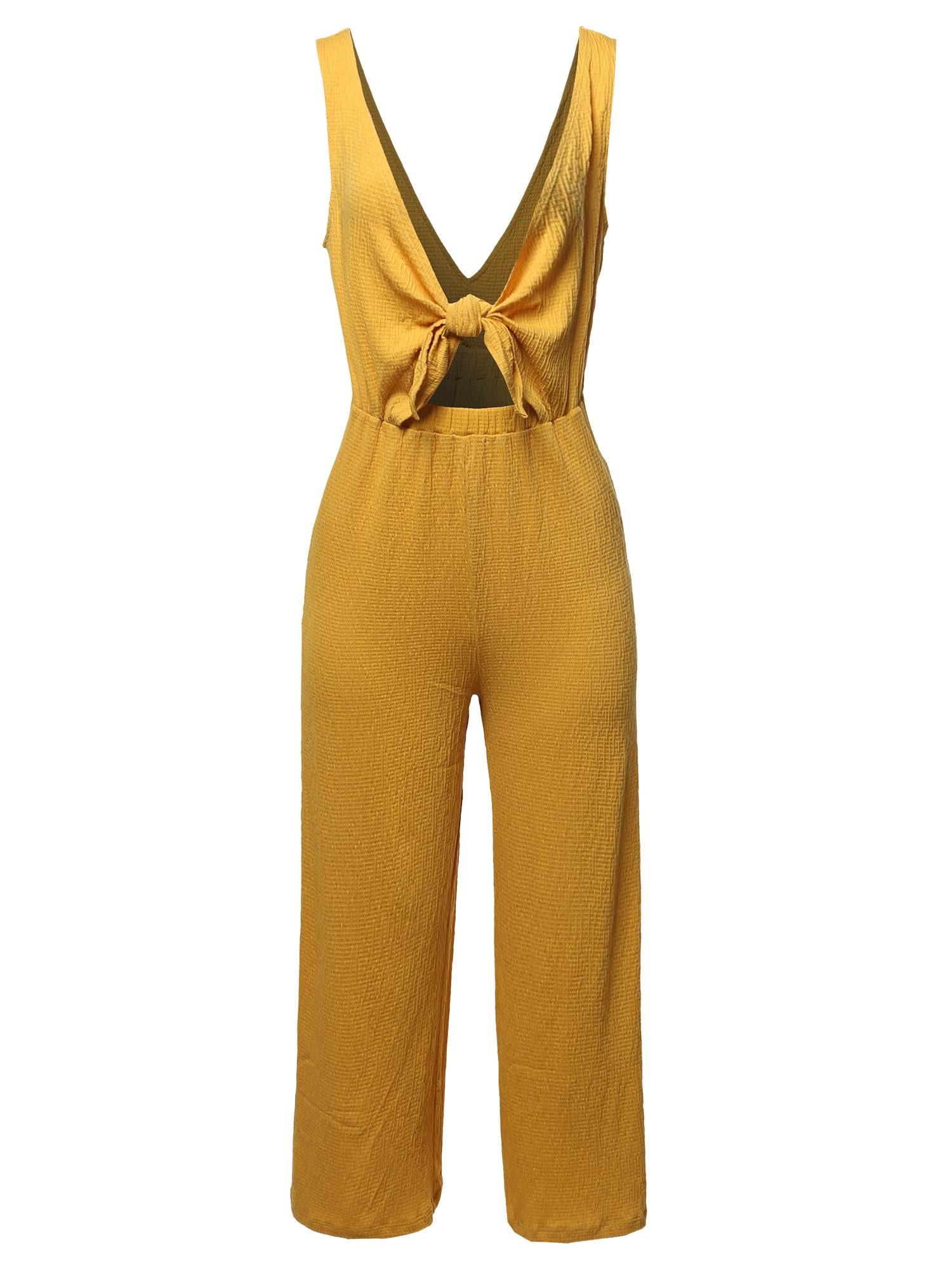 orange front knot jumpsuit