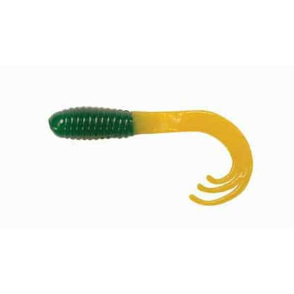 Big Bite Baits 2 inch Triple Tip Grub 10 pack (Green Yellow Tail)