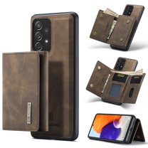 Back Wallet Case for Samsung Galaxy A53 5G, Detachable Card Slots Holder Kickstand Magnetic Closure Cover with Premium PU Leather Soft Silicone Shockproof Drop Resistant Protective Case,Coffee