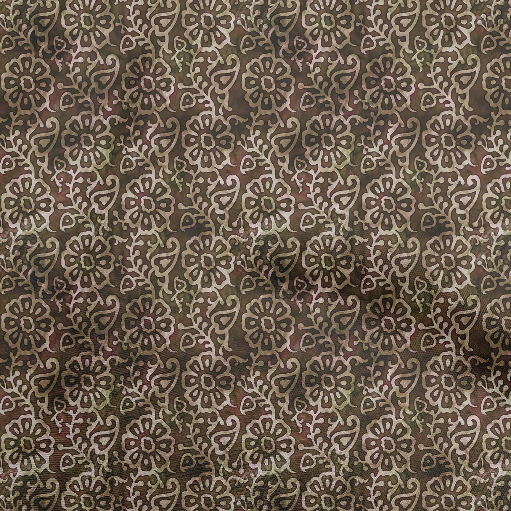 oneOone Polyester Spandex Dark Rose Brown Fabric Asian Batik Floral Diy Clothing Quilting Fabric Print Fabric By Yard 56 Inch Wide