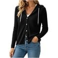thumbnail image 4 of Azrian Women’s Hooded Knit Button Front Cardigan, Long Sleeve Knit Jacket Sizes S-2XL, 4 of 9