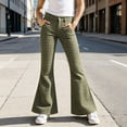 thumbnail image 2 of WhouRiu Girls Casual Flared Pants Fashion Graphic Rigid Waist Trousers With Pockets Kids Comfortable Cute Everyday Wear,15-16 Years, 2 of 5