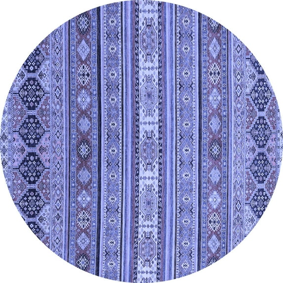 Ahgly Company Indoor Round Abstract Blue Modern Area Rugs, 7' Round