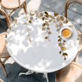 thumbnail image 3 of Round Table Cover 55-60 Inch Brown Eucalyptus Leaves Waterproof Reusable Table Cloth Round Fitted Vinyl Tablecloth with Elastic Edged for Parties Outdoors, Watercolor Summer Botanical, 3 of 9