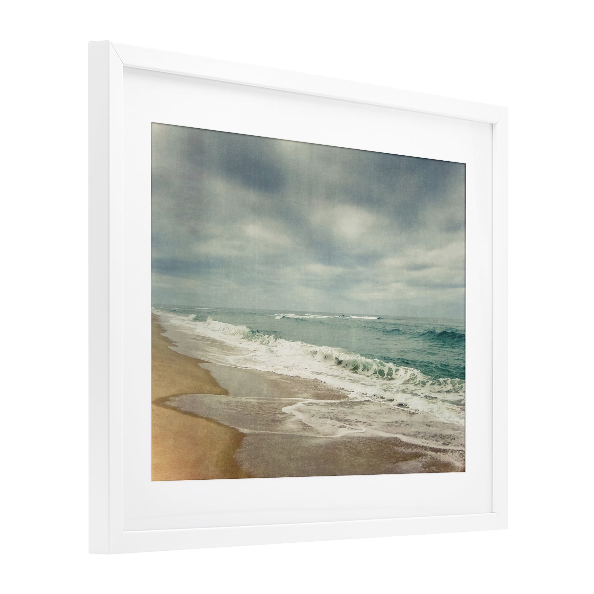 Stupell Industries Tranquil Waves Along Sandy Coast White Framed Print Under Glass, design by Dirk Wüstenhagen