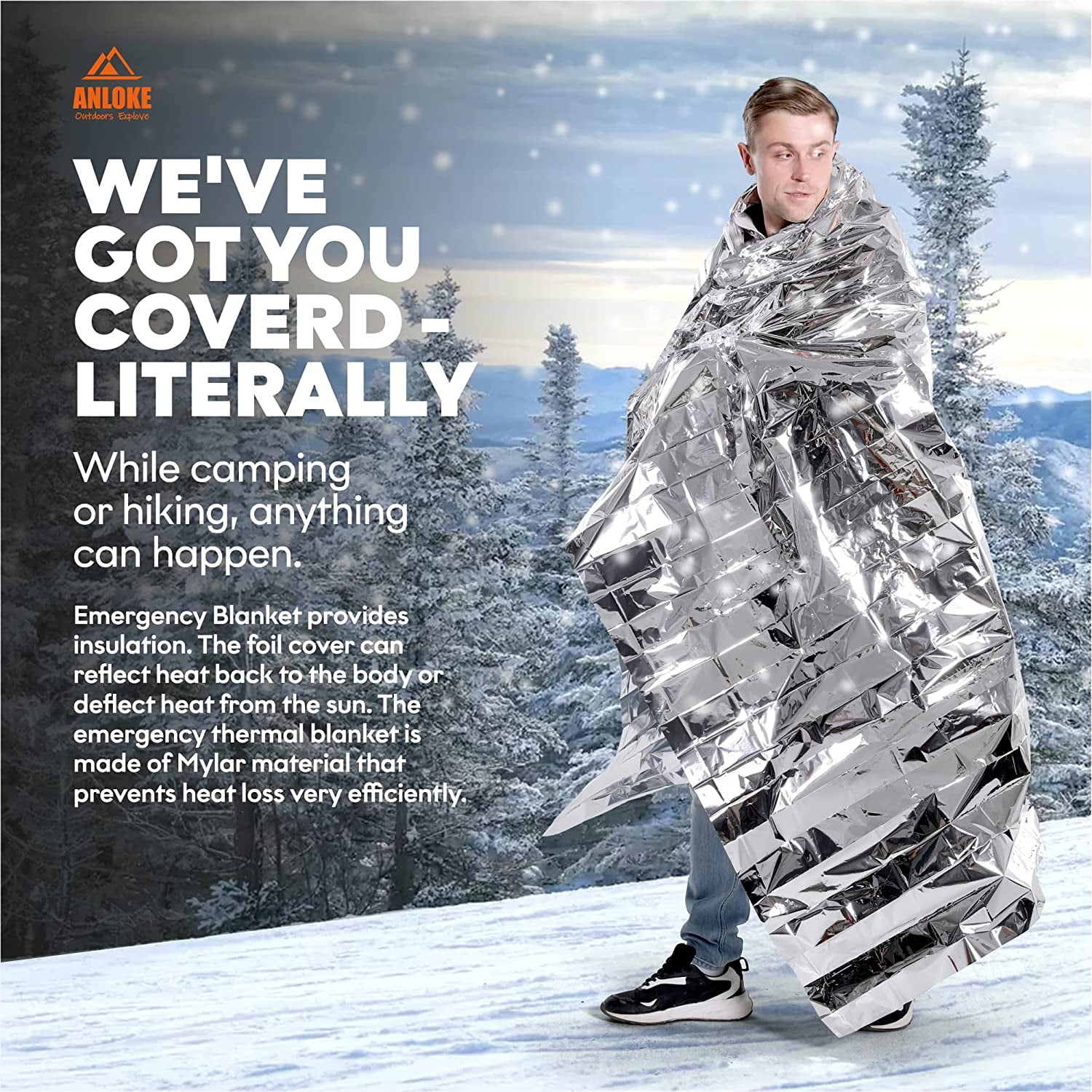 Emergency Blankets Mylar Thermal Blanket-(5 Pack) of Gigantic Space Blanket 82 * 64 in. Survival Blankets Heavy Duty Camping Gear,First Aid…