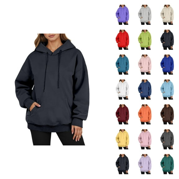 Black Hoodie Womens Sweatshirt Oversized Hoodie Women Casual Lightweight Zip Up Men's Casual Pullover Hoodie Long Sleeve Comfortable Winter Warm Lined Sweatshirt With Drawstring Pocket For Daily Wear
