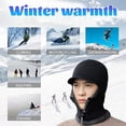 thumbnail image 5 of Mens Hat Fleece Lined, Winter Hat Scarf Mask Set, Mens Winter Hat, Knitted Warm Earmuff hat Black One Size, 5 of 5