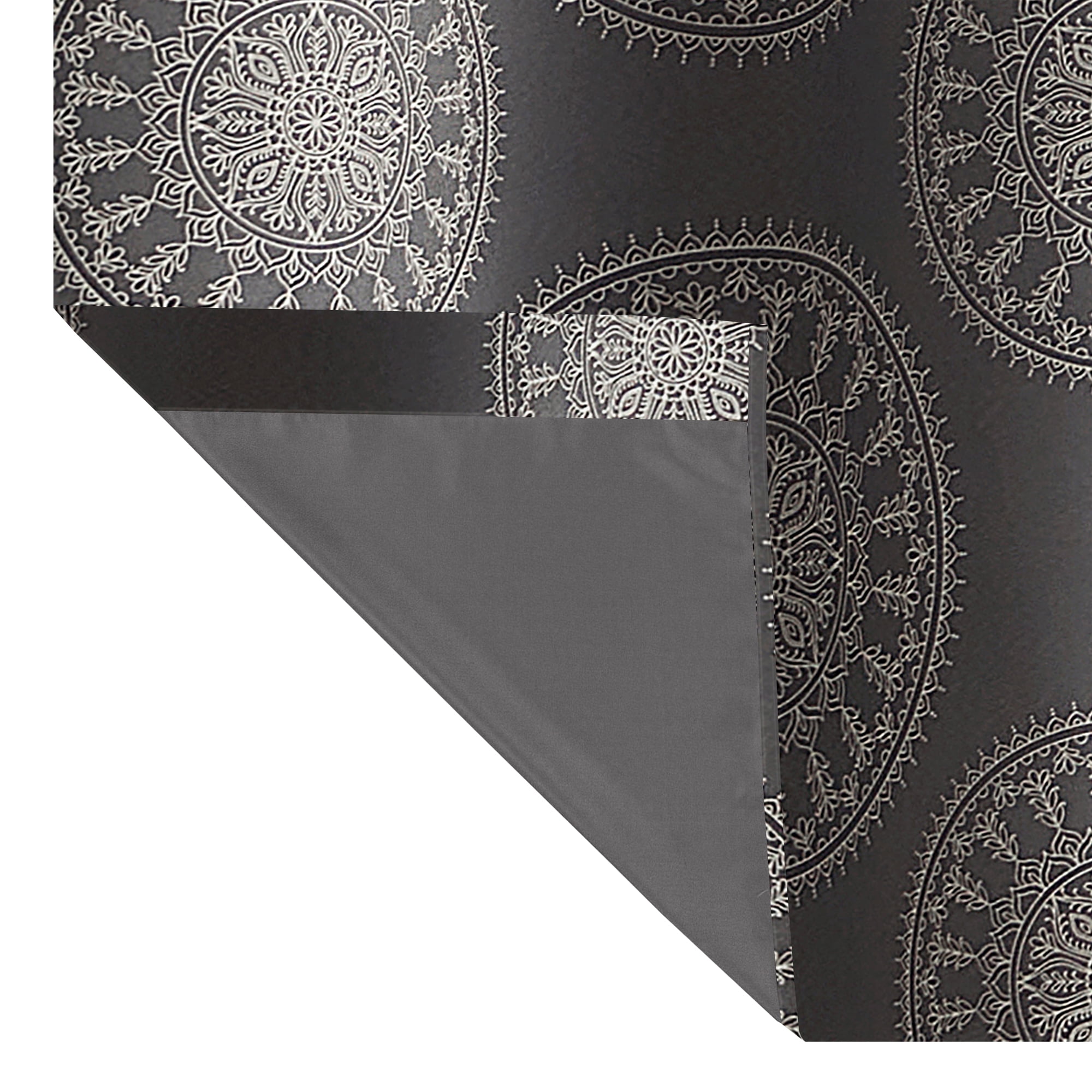 Mainstays Room Darkening Grommet Curtain Panel Pair, Set of 2, Medallion Gray, 30"W x 84"L
