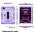 thumbnail image 4 of Decase Shockproof Case for iPad Pro 11 Case 4th/ 3rd/ 2nd/ 1st Gen (2022/2021/2020/2018), Military Grade Protection Rotating Stand Hand Strap Shoulder Strap Kids Friendly Bumper Rugged Case,Purple, 4 of 9