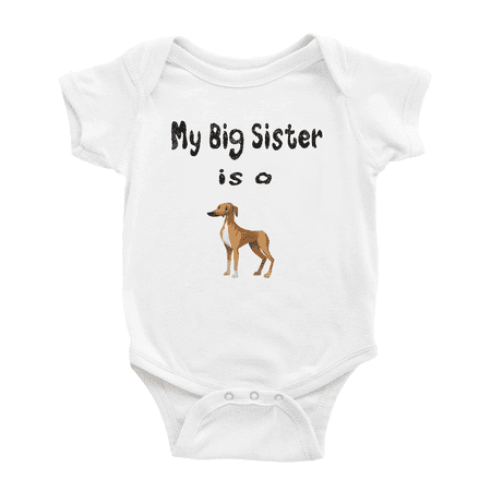 

My Big Sister Is A Greyhound Dog Cute Baby Clothing Bodysuits Boy Girl Unisex