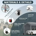 thumbnail image 5 of Hoteel Pop-Up Canopy 10x30 Instant Carport Tent with 3 Removable Sidewalls, Heavy-Duty Waterproof 2000mm+&UPF 50+ for Weddings, Parties, Markets with 4 Ropes & 4 Sandbags, Gray, 5 of 8