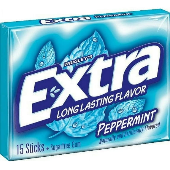 Extra Peppermint Sugarfree Gum – Long Lasting Flavor, 10 Packs, 15 Sticks Each (150 Total)