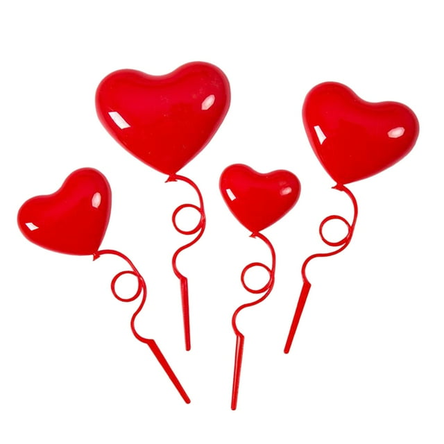 4 Uds. Decoraciones para pasteles Fernando adornos en forma de corazón globos para cupcakes Fiesta de Cumpleaños rojo