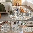 thumbnail image 6 of 8ft Washable Large Round Rug, Boho Floral Non-Slip Circle Area Rug for Living Room Dining Room, Retro Indoor Floor Mat for Home Decor, 6 of 9