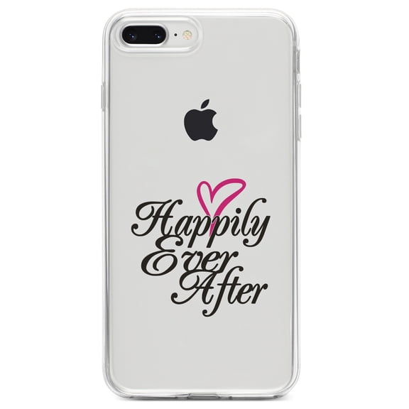 DistinctInk Clear Shockproof Hybrid Case for iPhone 7 PLUS / 8 PLUS (5.5" Screen) TPU Bumper Acrylic Back Tempered Glass Screen Protector - Happily Ever After Heart