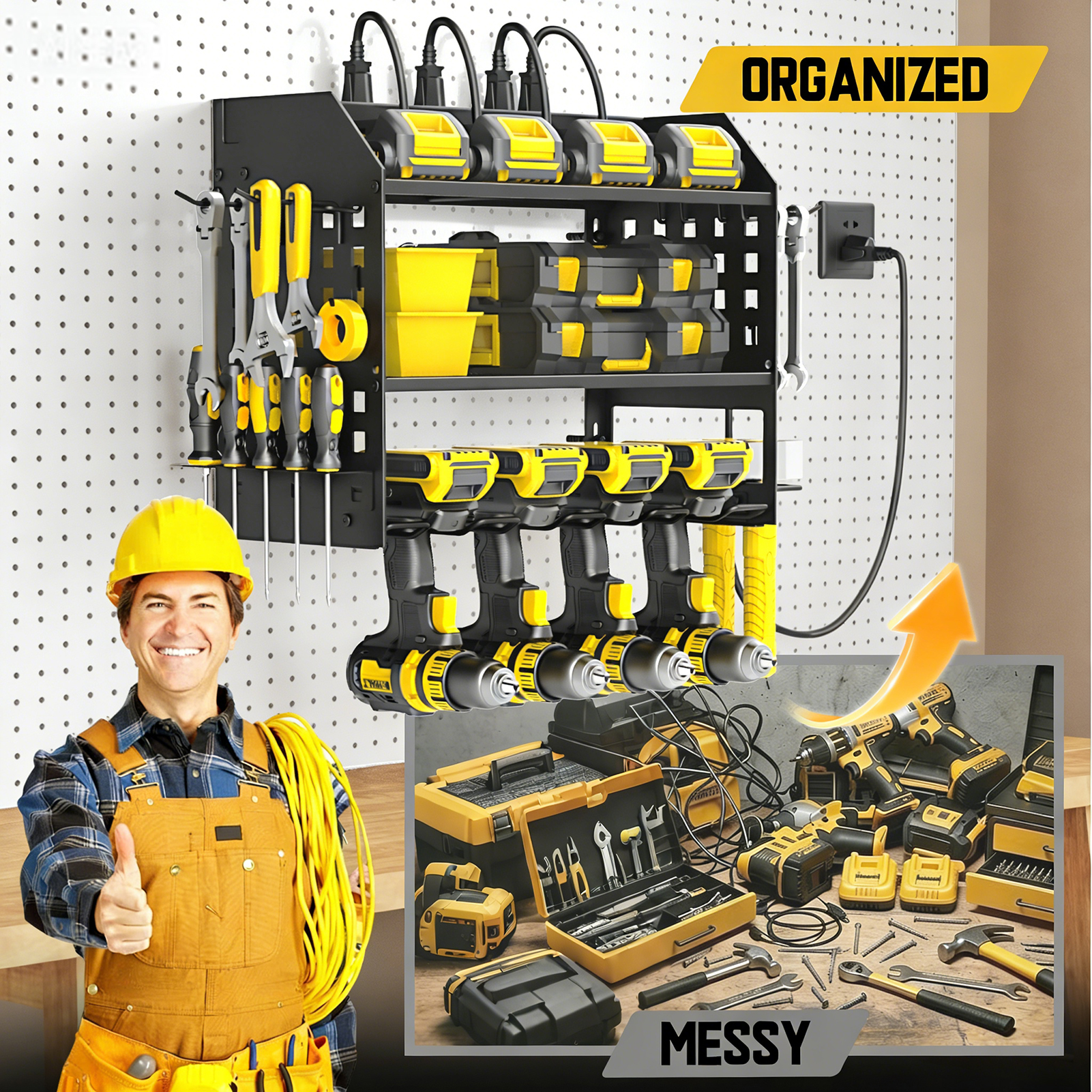 Sunally Power Tool Organizer with Charging Station, 3-Tier photo 5