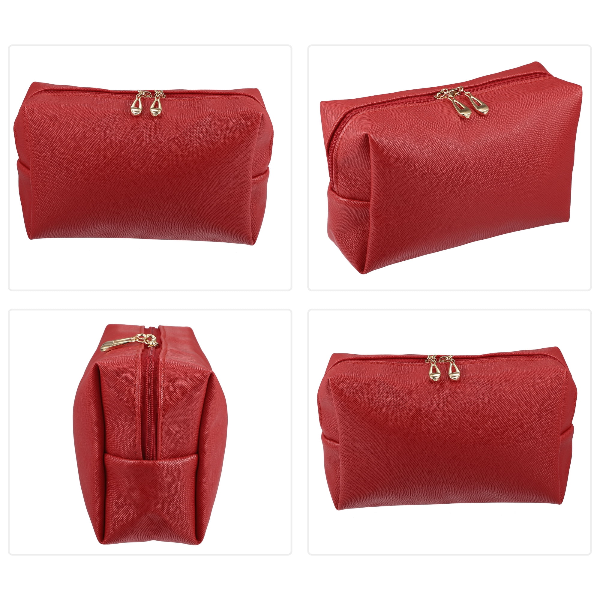 Unique Bargains Floral Makeup Bag Zipper Flower Cosmetic Pouch Red