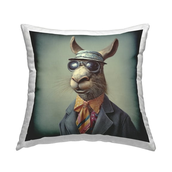 Stupell Industries Vintage Animal in Fashion Decorative Printed Throw Pillow, 18 x 18
