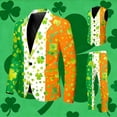 thumbnail image 2 of Saint Patrick's Day Printed Men's Tuxedo Slim Fit 3 Piece Suit Set, Formal Festive Pattern Blazer Vest Pants, Elegant Wedding Prom Dinner Party One Button Modern Formal Occasions, 2 of 7