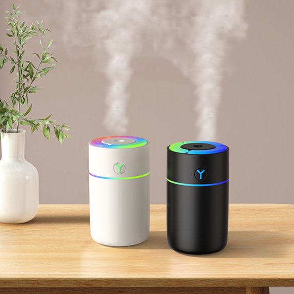 Mini humidificador USB portátil para coche y sobremesa: luz nocturna colorida, humidificador personal pequeño para oficina, dormitorio y viajes