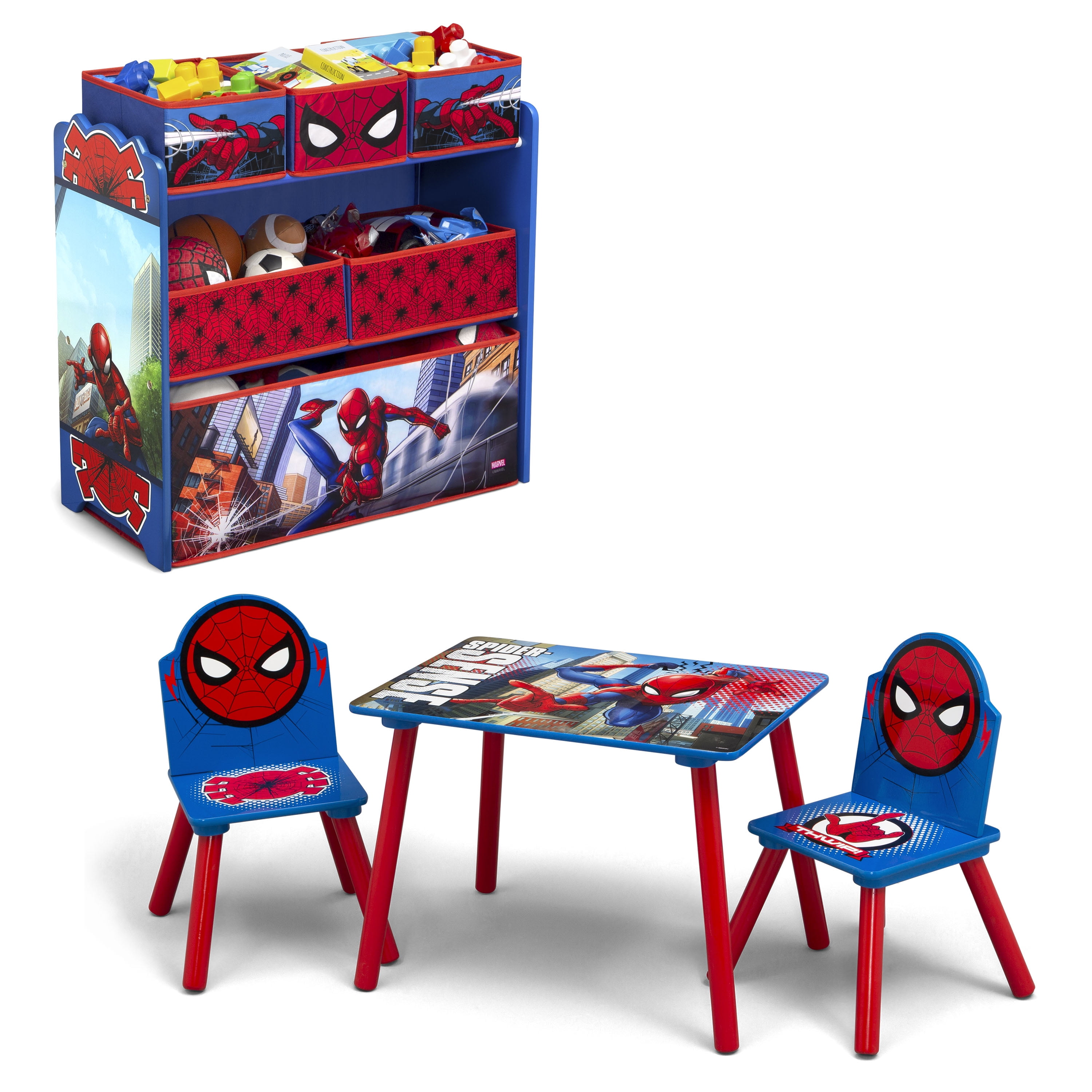 Kids Marvel Spider-Man Chair Desk With Storage Bin Coloring Art Play Furniture 